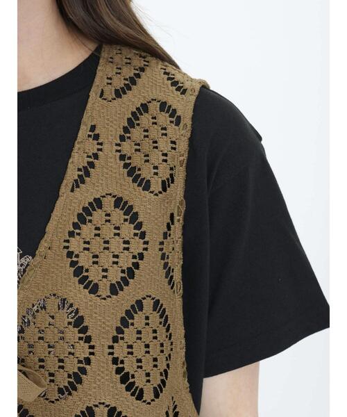 Samansa Mos2（サマンサ モスモス）の「オーバーレースリボン開きベスト（ベスト・レディース・キナリ/オリーブ/ブラック・F）」の6枚目の写真