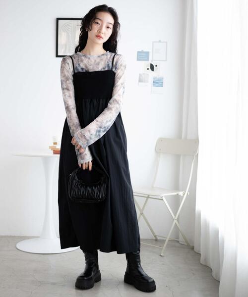 WEGO（ウィゴー）の「WEGO/リブドッキングキャミワンピース（ワンピース・レディース・サックスブルー/ブラック・FREE）」の15枚目の写真