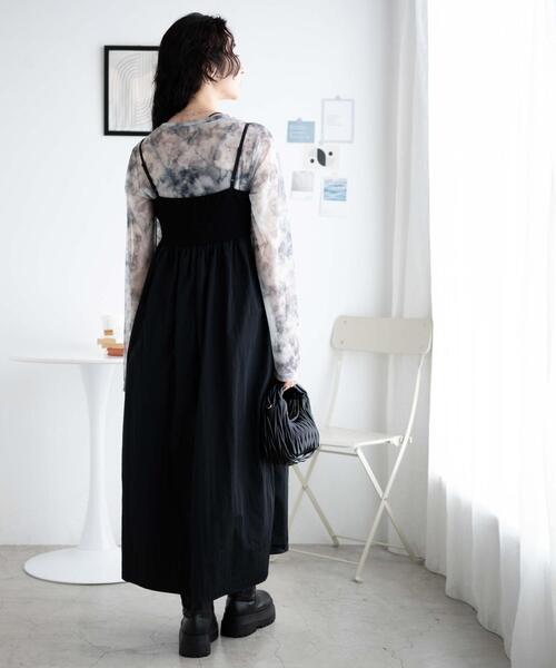 WEGO（ウィゴー）の「WEGO/リブドッキングキャミワンピース（ワンピース・レディース・サックスブルー/ブラック・FREE）」の5枚目の写真