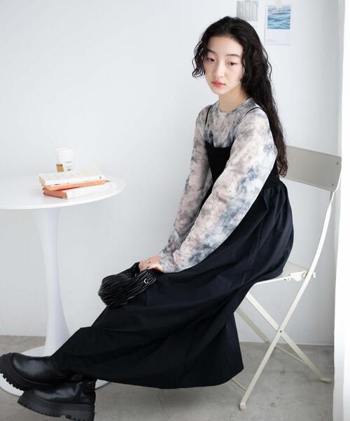 WEGO（ウィゴー）の「WEGO/リブドッキングキャミワンピース（ワンピース・レディース・サックスブルー/ブラック・FREE）」の6枚目の写真