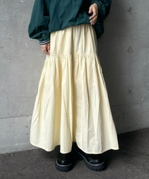 ギャザー切り替えロングスカート