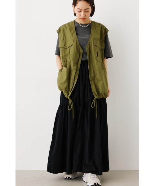 RODEO CROWNS WIDE BOWL（ロデオクラウンズワイドボウル）の「ギャザー切り替えロングスカート（スカート・レディース・アイボリー/ブラック/カーキ・FREE）」の5枚目の写真