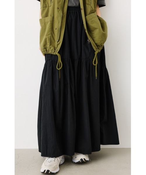 RODEO CROWNS WIDE BOWL（ロデオクラウンズワイドボウル）の「ギャザー切り替えロングスカート（スカート・レディース・アイボリー/ブラック/カーキ・FREE）」の7枚目の写真