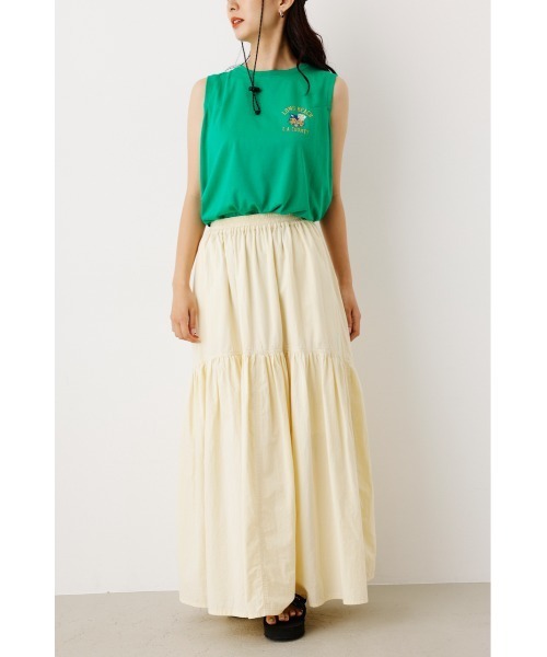 RODEO CROWNS WIDE BOWL（ロデオクラウンズワイドボウル）の「ギャザー切り替えロングスカート（スカート・レディース・アイボリー/ブラック/カーキ・FREE）」の11枚目の写真