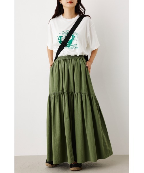 RODEO CROWNS WIDE BOWL（ロデオクラウンズワイドボウル）の「ギャザー切り替えロングスカート（スカート・レディース・アイボリー/ブラック/カーキ・FREE）」の20枚目の写真