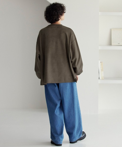 MONO-MART(モノマート)の「ビッグシルエットブラッシュドプルオーバー(Tシャツ/カットソー・メンズ・ブラウン/グレー/アイボリー/グレイッシュブルー/ブラック/ネイビー/カーキ・L/M)」の10枚目の写真