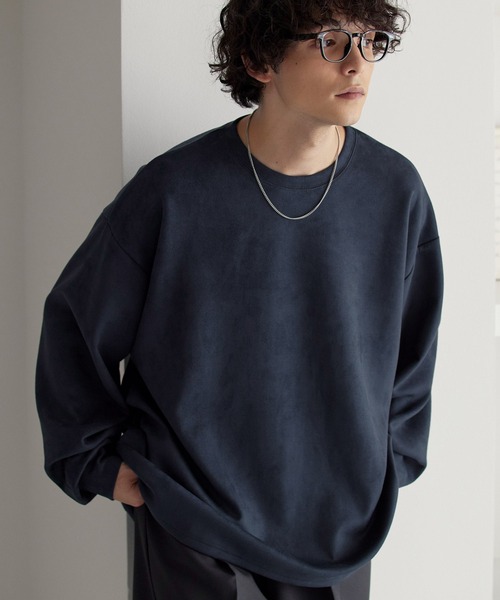 MONO-MART(モノマート)の「ビッグシルエットブラッシュドプルオーバー(Tシャツ/カットソー・メンズ・ブラウン/グレー/アイボリー/グレイッシュブルー/ブラック/ネイビー/カーキ・L/M)」の17枚目の写真