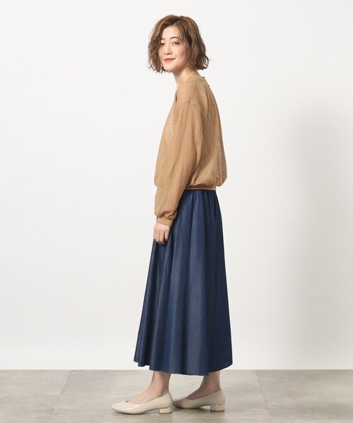 grove(グローブ)の「◆透かし編み風ニットソープルオーバー(Tシャツ/カットソー・レディース・キャメル/ブラック・02/03/04/01/05)」の4枚目の写真
