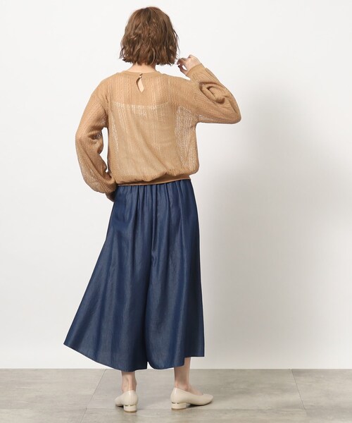 grove(グローブ)の「◆透かし編み風ニットソープルオーバー(Tシャツ/カットソー・レディース・キャメル/ブラック・02/03/04/01/05)」の5枚目の写真