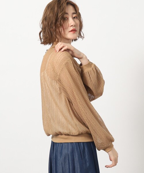 grove(グローブ)の「◆透かし編み風ニットソープルオーバー(Tシャツ/カットソー・レディース・キャメル/ブラック・02/03/04/01/05)」の7枚目の写真