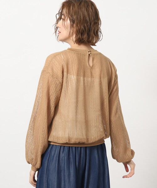 grove(グローブ)の「◆透かし編み風ニットソープルオーバー(Tシャツ/カットソー・レディース・キャメル/ブラック・02/03/04/01/05)」の8枚目の写真