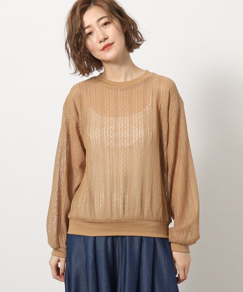 grove(グローブ)の「◆透かし編み風ニットソープルオーバー(Tシャツ/カットソー・レディース・キャメル/ブラック・02/03/04/01/05)」の10枚目の写真