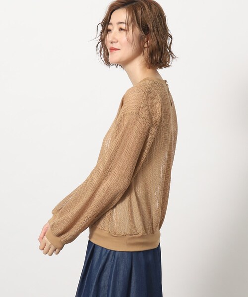 grove(グローブ)の「◆透かし編み風ニットソープルオーバー(Tシャツ/カットソー・レディース・キャメル/ブラック・02/03/04/01/05)」の11枚目の写真