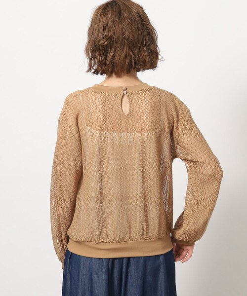 grove(グローブ)の「◆透かし編み風ニットソープルオーバー(Tシャツ/カットソー・レディース・キャメル/ブラック・02/03/04/01/05)」の12枚目の写真
