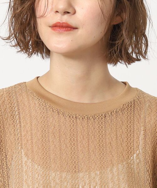 grove(グローブ)の「◆透かし編み風ニットソープルオーバー(Tシャツ/カットソー・レディース・キャメル/ブラック・02/03/04/01/05)」の13枚目の写真