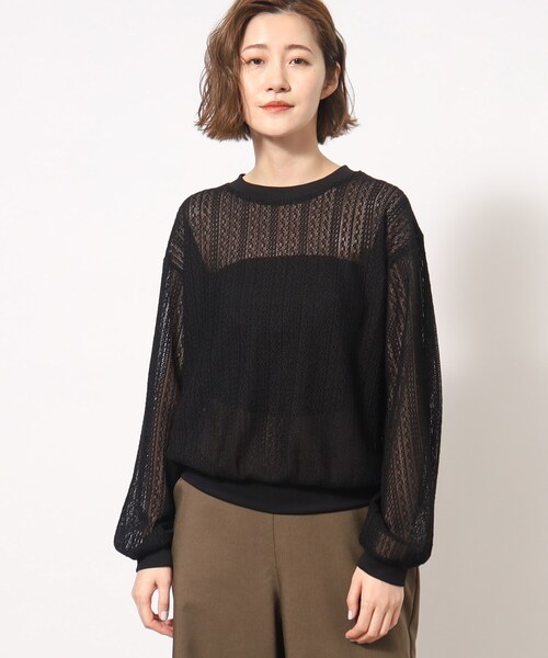 grove(グローブ)の「◆透かし編み風ニットソープルオーバー(Tシャツ/カットソー・レディース・キャメル/ブラック・02/03/04/01/05)」の17枚目の写真