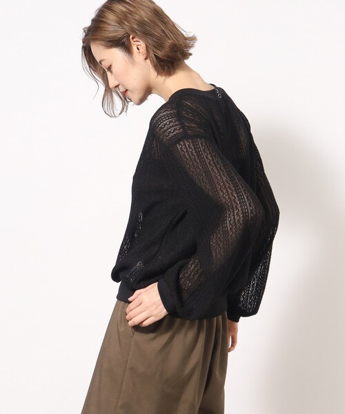 grove(グローブ)の「◆透かし編み風ニットソープルオーバー(Tシャツ/カットソー・レディース・キャメル/ブラック・02/03/04/01/05)」の18枚目の写真