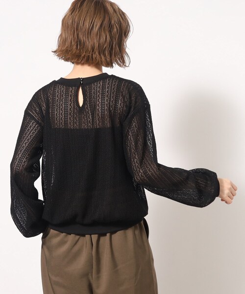 grove(グローブ)の「◆透かし編み風ニットソープルオーバー(Tシャツ/カットソー・レディース・キャメル/ブラック・02/03/04/01/05)」の19枚目の写真