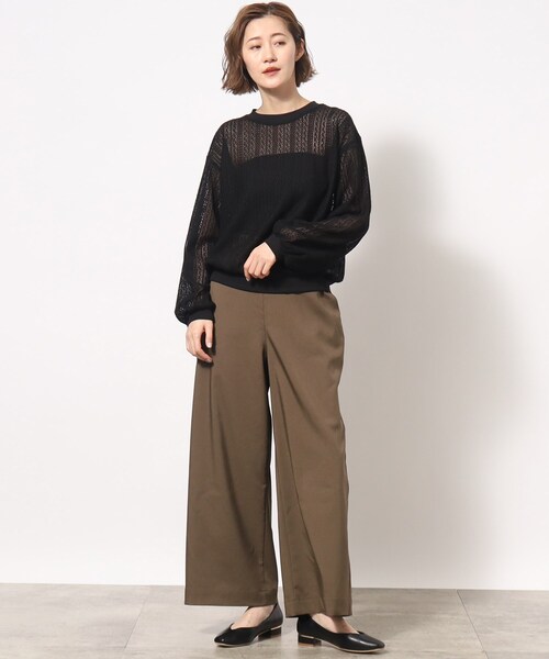 grove(グローブ)の「◆透かし編み風ニットソープルオーバー(Tシャツ/カットソー・レディース・キャメル/ブラック・02/03/04/01/05)」の22枚目の写真