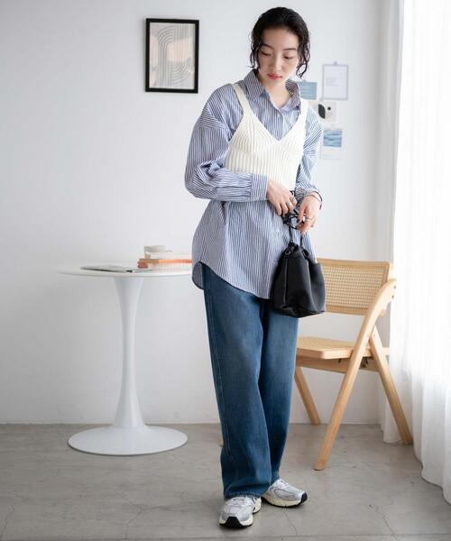 WEGO（ウィゴー）の「WEGO/ニットビスチェ（キャミソール・レディース・ワイン/オフホワイト・FREE）」の3枚目の写真