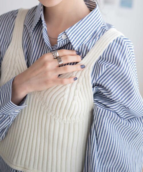 WEGO（ウィゴー）の「WEGO/ニットビスチェ（キャミソール・レディース・ワイン/オフホワイト・FREE）」の6枚目の写真