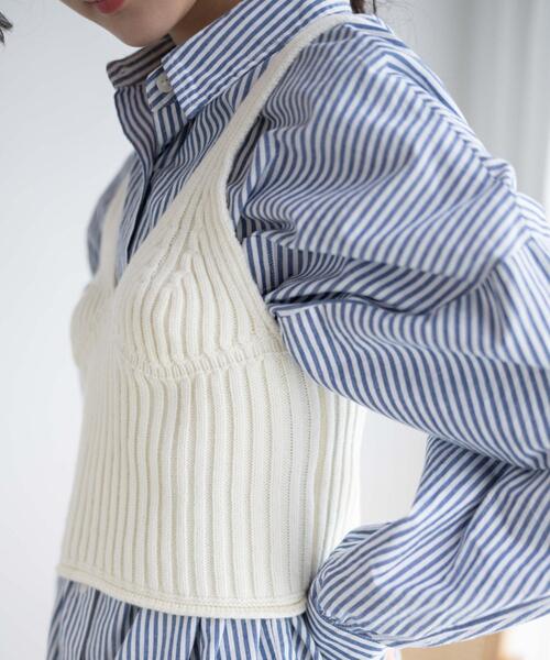 WEGO（ウィゴー）の「WEGO/ニットビスチェ（キャミソール・レディース・ワイン/オフホワイト・FREE）」の7枚目の写真