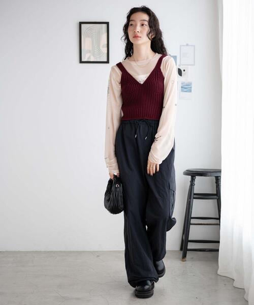 WEGO（ウィゴー）の「WEGO/ニットビスチェ（キャミソール・レディース・ワイン/オフホワイト・FREE）」の15枚目の写真