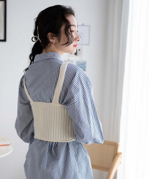 WEGO（ウィゴー）の「WEGO/ニットビスチェ（キャミソール・レディース・ワイン/オフホワイト・FREE）」の9枚目の写真