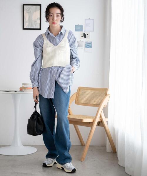 WEGO（ウィゴー）の「WEGO/ニットビスチェ（キャミソール・レディース・ワイン/オフホワイト・FREE）」の10枚目の写真