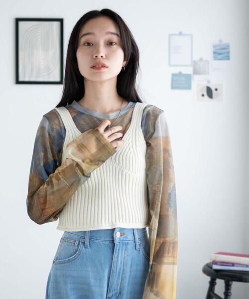 WEGO（ウィゴー）の「WEGO/ニットビスチェ（キャミソール・レディース・ワイン/オフホワイト・FREE）」の11枚目の写真