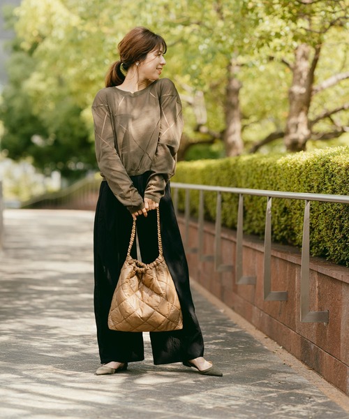 ZAKKA-BOX（ザッカボックス）の「ナイロンクッションチェーンバッグ（ショルダーバッグ・レディース・アイボリー/ブラック/キャメル・FREE）」の12枚目の写真