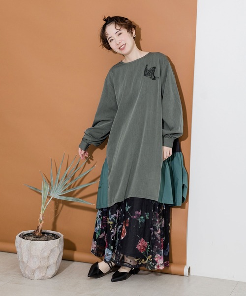 美品 iS ScoLar イズスカラー 刺繍 チュール 切替え ワンピース M 美品 iS ScoLar イズスカラー 刺繍 チュール 切替え ワンピース M
