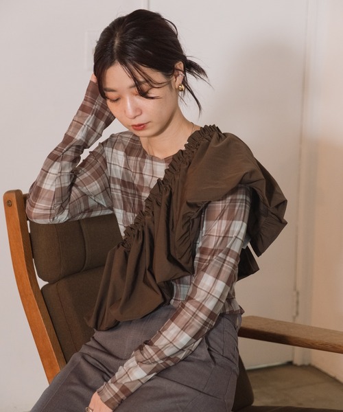 Kastane（カスタネ）の「ギャザーフリルカラー（その他トップス・レディース・チャコールグレー/ブラウン/アイボリー・FREE）」の17枚目の写真