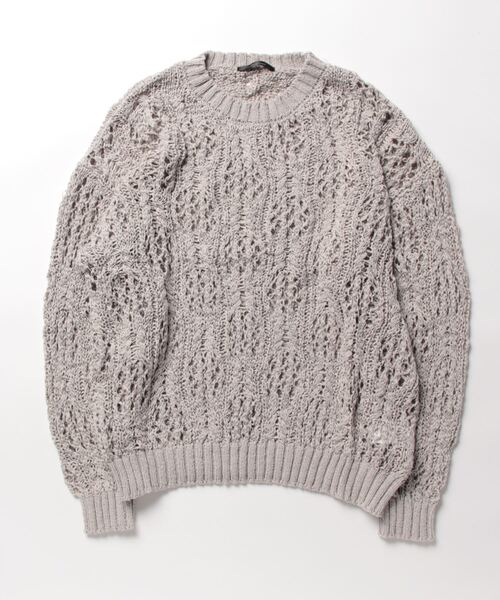 Bling Leads(ブリングリーズ)の「Z)【BLINGLEADS】RACE KNIT CREWNECK KNIT/レースニット クルーネック(ニット/セーター・メンズ・グレー/ダークオレンジ/ブラック・MEDIUM/LARGE)」の2枚目の写真