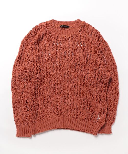 Bling Leads(ブリングリーズ)の「Z)【BLINGLEADS】RACE KNIT CREWNECK KNIT/レースニット クルーネック(ニット/セーター・メンズ・グレー/ダークオレンジ/ブラック・MEDIUM/LARGE)」の3枚目の写真