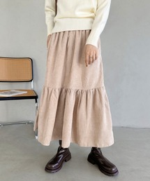 corduroy volume skirt／コーデュロイシャーリングギャザーボリュームフレアスカート