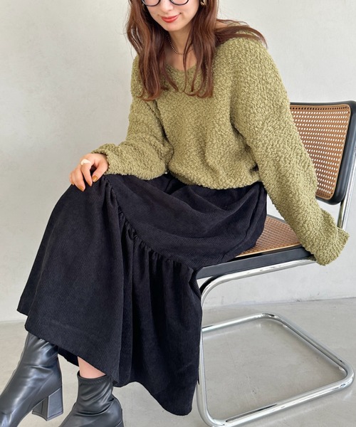 un+frame(アンフレーム)の「corduroy volume skirt/コーデュロイシャーリングギャザーボリュームフレアスカート(スカート・レディース・グレー/ベージュ/ブラック・FREE)」の10枚目の写真
