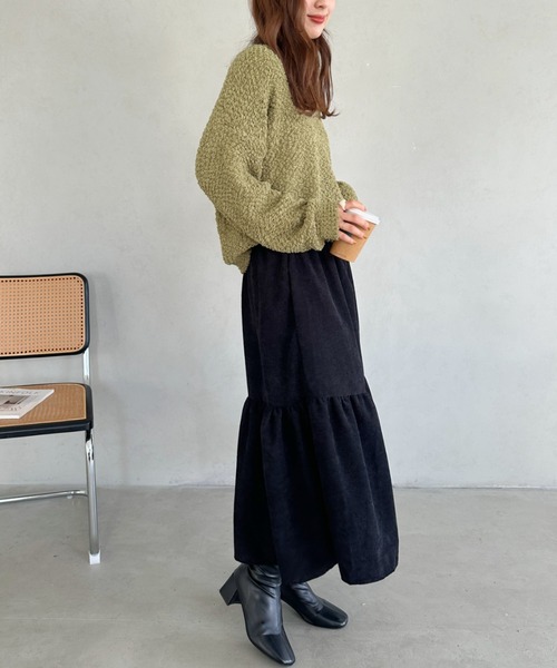 un+frame(アンフレーム)の「corduroy volume skirt/コーデュロイシャーリングギャザーボリュームフレアスカート(スカート・レディース・グレー/ベージュ/ブラック・FREE)」の14枚目の写真