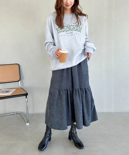 un+frame(アンフレーム)の「corduroy volume skirt/コーデュロイシャーリングギャザーボリュームフレアスカート(スカート・レディース・グレー/ベージュ/ブラック・FREE)」の20枚目の写真