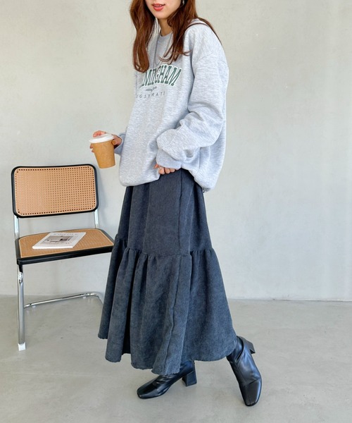 un+frame(アンフレーム)の「corduroy volume skirt/コーデュロイシャーリングギャザーボリュームフレアスカート(スカート・レディース・グレー/ベージュ/ブラック・FREE)」の21枚目の写真