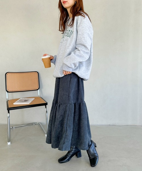 un+frame(アンフレーム)の「corduroy volume skirt/コーデュロイシャーリングギャザーボリュームフレアスカート(スカート・レディース・グレー/ベージュ/ブラック・FREE)」の22枚目の写真