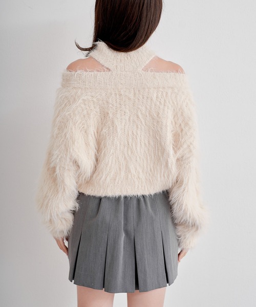 Chico（チコ）の「シャギーチョーカーショートニット（ニット/セーター・レディース・ピンク/グレー/ライトベージュ/ブルー・FREE）」の13枚目の写真
