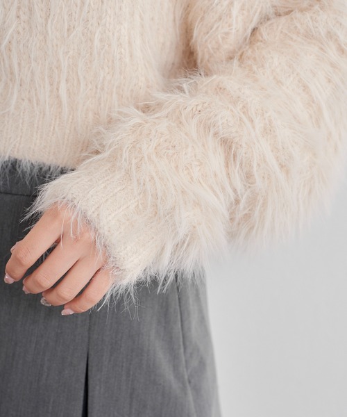 Chico（チコ）の「シャギーチョーカーショートニット（ニット/セーター・レディース・ピンク/グレー/ライトベージュ/ブルー・FREE）」の17枚目の写真