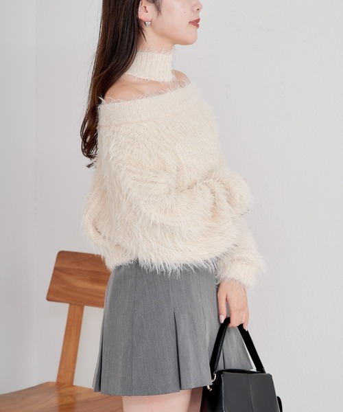 Chico（チコ）の「シャギーチョーカーショートニット（ニット/セーター・レディース・ピンク/グレー/ライトベージュ/ブルー・FREE）」の18枚目の写真