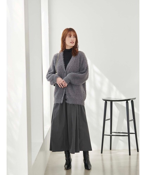 セール】【2024AW】Vネックシャギーニットカーディガン