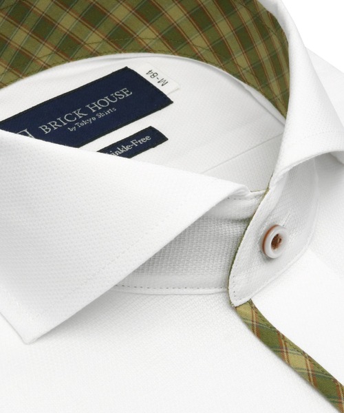 TOKYO SHIRTS（トウキョウシャツ）の「形態安定ノーアイロン ホリゾンタルワイド 長袖ビジネスワイシャツ（ビジネスシャツ・メンズ・ホワイト・首回り39cm-裄丈80cm/首回り41cm-裄丈86cm/首回り39cm-裄丈84cm/首回り42cm-裄丈82cm/首回り43cm-裄丈86cm/首回り42cm-裄丈86cm/首回り41cm-裄丈82cm/首回り43cm-裄丈82cm/首回り37cm-裄丈80cm/首回り37cm-裄丈84cm）」の2枚目の写真
