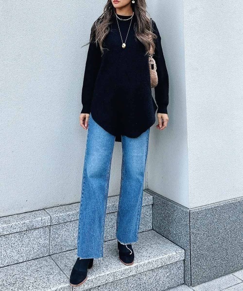 esutoreja（エストレジャ）の「オーバーシンプルニット（ニット/セーター・レディース・ホワイト/ブラック/ブラウン/ピンク・FREE）」の5枚目の写真