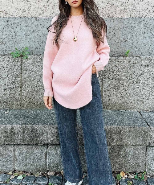 esutoreja（エストレジャ）の「オーバーシンプルニット（ニット/セーター・レディース・ホワイト/ブラック/ブラウン/ピンク・FREE）」の8枚目の写真