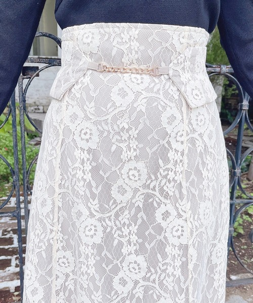 MIIA（ミーア）の「コルセットベルト風レースフレアスカート（スカート・レディース・ブラック/ブラウン/オフホワイト・FREE）」の13枚目の写真