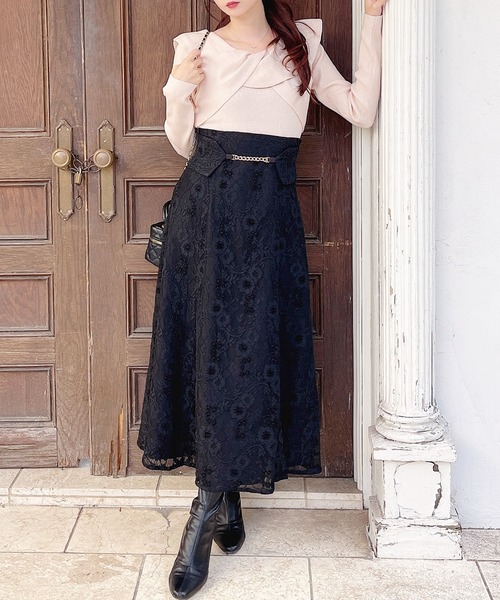 MIIA（ミーア）の「コルセットベルト風レースフレアスカート（スカート・レディース・ブラック/ブラウン/オフホワイト・FREE）」の22枚目の写真